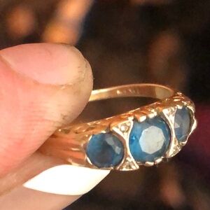 Victorian-Inspired Blue Topaz Gemstone 14k +W Gold Ring